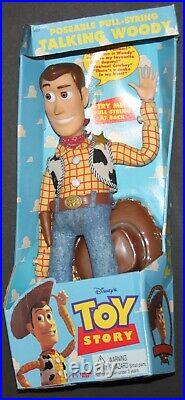 1995 1st Edition Thinkway Disney Toy Story Woody Pull String Talking Doll 62810