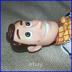 1995 Disney Pixar Toy Story Pull String Talking Woody Doll Thinkway Toys witho Hat