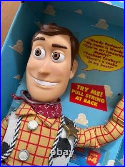 1995 Disney Thinkway Woody TOY STORY FIGURE PULL STRING TALKING with BOX