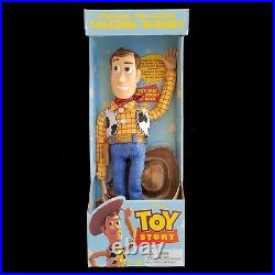 1995 PIXAR TOY STORY THINKWAY TOY PULL STRING TALKING WOODY 1st EDITION MIB