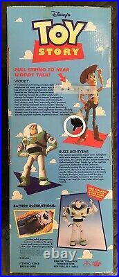1995 Thinkway Disney Pixar Toy Story Pull-String WOODY & Ultimate BUZZ Lightyear