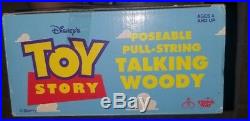 1995 Toy Story Poseable Pull String Talking Woody Thinkway NEW NIB, 16 Disney