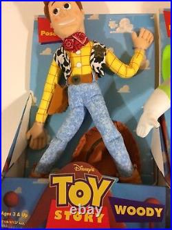 1996 Hasbro Disney Toy Story Poseable Woody Doll And Buzz Lightyear