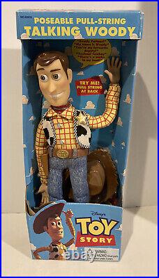 1st Edition 1995 Toy Story Poseable Pull-String Talking Woody Thinkway NEW Works