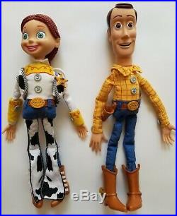 2002 Hasbro Woody and Jessie Toy Story 12 Talking Pull String Dolls Lot of 2
