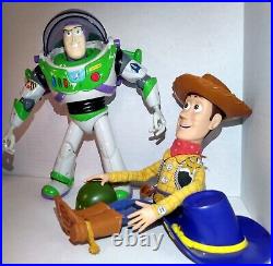 (2) Vintage Toy Story Figures Squad Leader Woody (Hats) AND 12 Buzz Lightyear