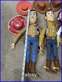 3 Disney Pixar/Think way Toy Story Pull String Jessie Woody Sheriff Dolls +Hats