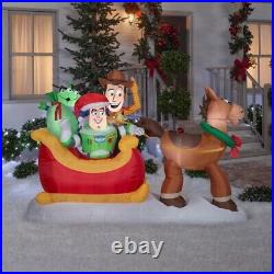 8' © Disney TOY STORY SLEIGH Airblown Yard Inflatable Décor WOODY BUZZ LIGHTYEAR