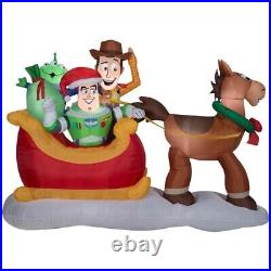 8' © Disney TOY STORY SLEIGH Airblown Yard Inflatable Décor WOODY BUZZ LIGHTYEAR