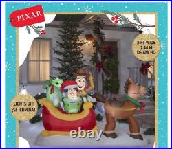 8' © Disney TOY STORY SLEIGH Airblown Yard Inflatable Décor WOODY BUZZ LIGHTYEAR