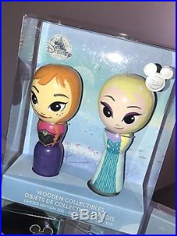 D23 Disney Wood Doll x 3 Moana Maui Toy Story Woody Buzz Frozen Anna Elsa LE 300