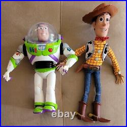DISNEY Pixar Toy Story Talking BUZZ LIGHTYEAR & WOODY Pull String 12 Doll LOT