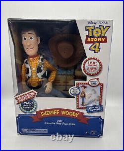 Disney 64431 Toy Story 4 Sheriff Woody Interactive Drop Down Doll New