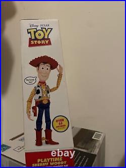 Disney PIXAR Toy Story PLAYTIME SHERIFF WOODY 15 Talking Doll Thinkway Toy NIB
