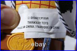 Disney PIXAR Toy Story Thinkway Pull String Talking Woody Doll (Works No Hat)