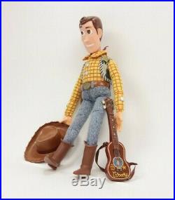 Disney Pixar 2001 Toy Story Sheriff Woody Pull String Talking Doll W Guitar Hat