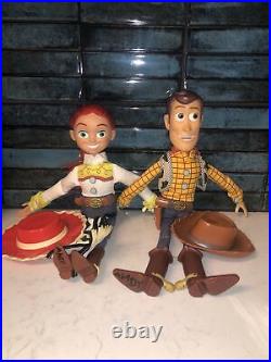 Disney Pixar ANDY'S WOODY & JESSIE Pull-String Talking 15 -Tested Working