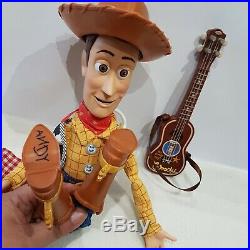 Disney Pixar Toy Story 2 Original Woody Pull String Talking with guitar toy doll