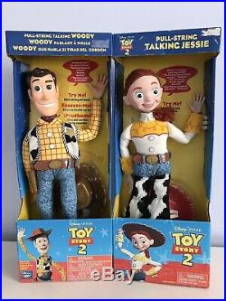 Disney Pixar Toy Story 2 Pull String Talking 16 WOODY + JESSIE Dolls Thinkway