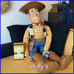 Disney Pixar Toy Story 2 WOODY Jumbo Doll Height 120cm with cowboy hat tag USED