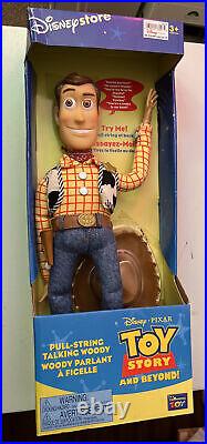 Disney/Pixar Toy Story Pull String Talking Woody Thinkway Toys 16 with HAT