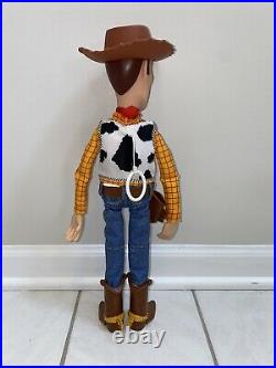 Disney Pixar Toy Story Woody Pull String Doll 16 Thinkway Toy Working with Hat