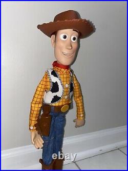 Disney Pixar Toy Story Woody Pull String Doll 16 Thinkway Toy Working with Hat