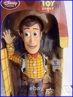 Disney Store PIXAR Toy Story TALKING WOODY Action Figure 15 Doll 19 PHRASES NEW
