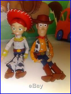 Disney Talking Toy Story Thinkway Jessie Woody Doll Bullseye Plush Lot Sound Hat