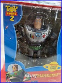 Disney Toy Story 2 Talking Buzz & Woody Toy set with box VERY RARE SILVER BUZZ