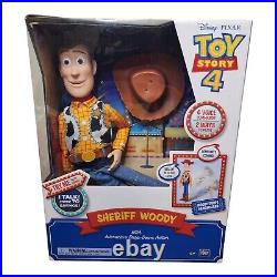Disney Toy Story 4 Sheriff Woody Interactive Drop Down Action Figure Doll New