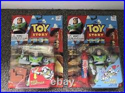 Disney Toy Story Buzz Lightyear Karate Chop AND Flying Rocket Action Figures NIB