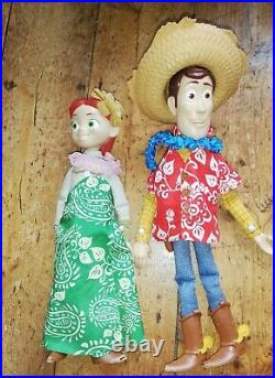 Disney Toy Story Hawaiian Vacation Talking Woody & Jessie Dolls 14 HTF Thinkway