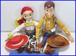 Disney Toy Story Pull String Talking Woody Doll 16 & Jessie Doll Lot of 2