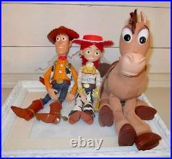 Disney Toy Story Talking Woody Jessie Pull String Doll Bullseye ThinkWay SET Hat