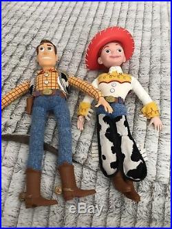 Disney Toy Story Talking Woody and Jessie Dolls Pull String Works