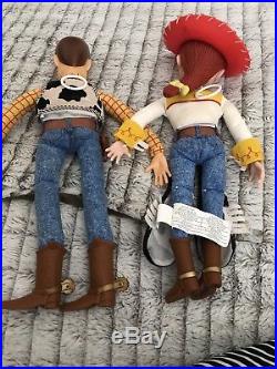 Disney Toy Story Talking Woody and Jessie Dolls Pull String Works