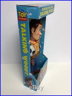 Disney's TOY STORY Poseable Pull-String TALKING WOODY 1995 Think Way