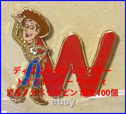 Japan Disney Mall Pixar Toy Story Woody Le 100 Alphabet Letter W Pins Mint