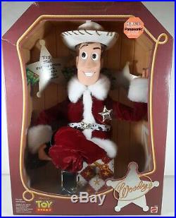Mattel 1999 Holiday Hero Series Toy Story Woody Figure Doll Christmas Santa hat