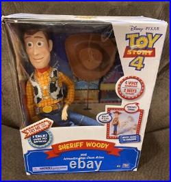 NEW. Toy Story 4 Disney Pixar Interactive Sheriff Woody Drop-Down Action HTF