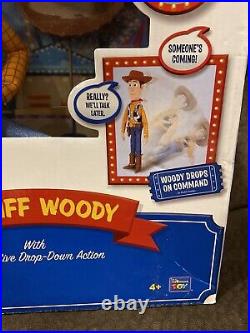 NEW. Toy Story 4 Disney Pixar Interactive Sheriff Woody Drop-Down Action HTF