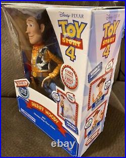 NEW. Toy Story 4 Disney Pixar Interactive Sheriff Woody Drop-Down Action HTF