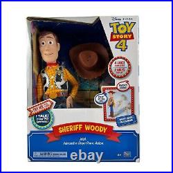 NEW Toy Story 4 Disney Pixar Interactive Sheriff Woody Drop-Down Action HTF Box