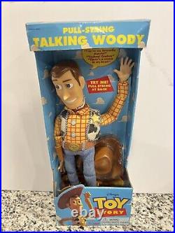 NIB 1995-1996 Toy Story Woody Pull-string Talking Doll Thinkway 16 Original