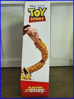 NIB Disney PIXAR Toy Story PLAYTIME SHERIFF WOODY 15 Talking Doll Thinkway Toy