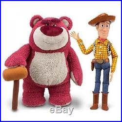 New Disney Store Toy Story Woody Pull String Talking Lotso Huggin Plush Doll Set