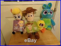 New Set Of Toy Story 4 Plush Woody, Bo Peep, Ducky & Bunny Disney Pixar Figures