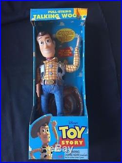 Original 1995 Toy Story Talking Woody Doll Think Way Pull String 1st Edition Box