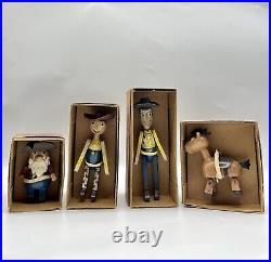 Rare Toy Story Wooden Dolls Young Epoch Woody Prospector Pete Jessie Bullseye